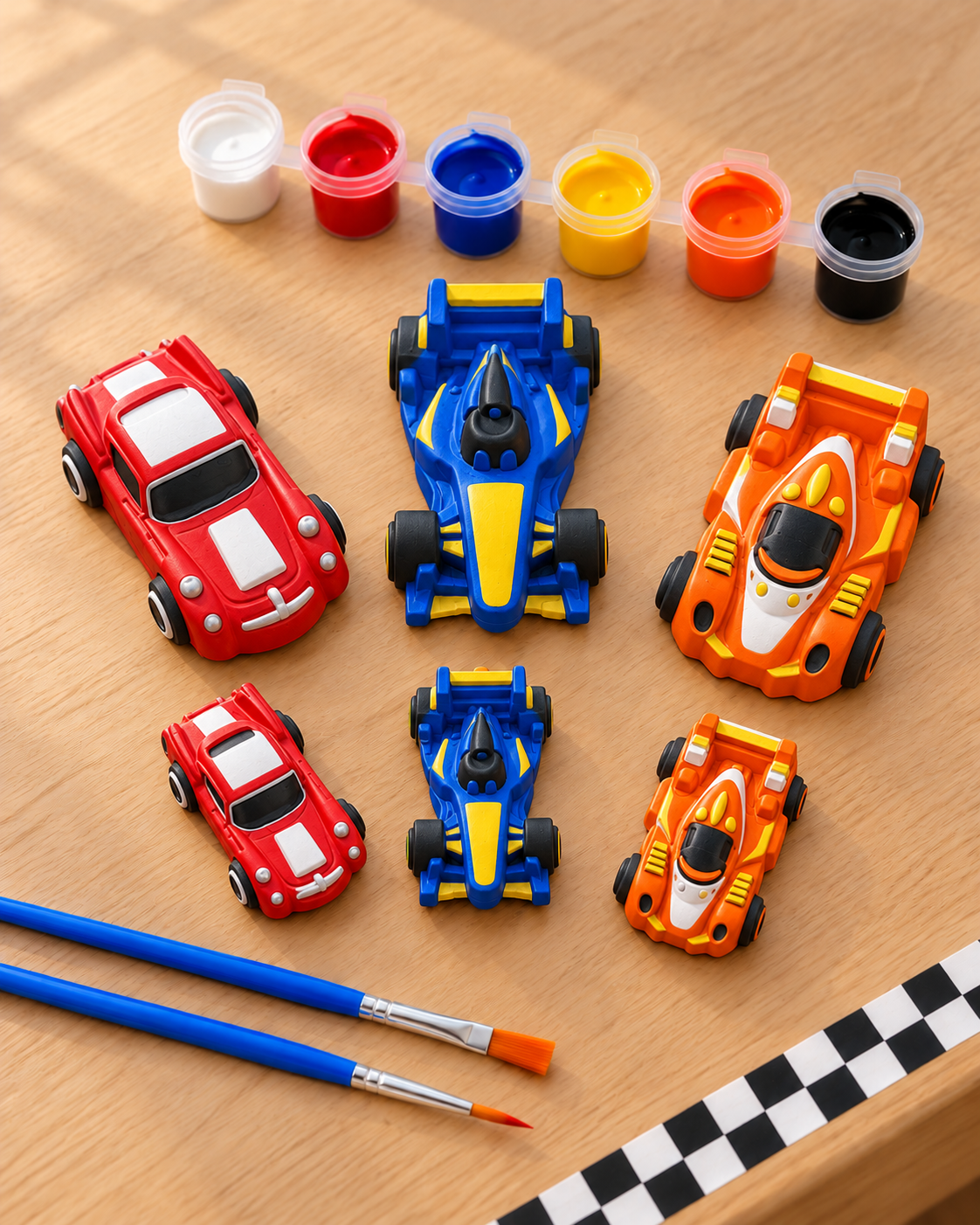 Paint Your Own Race Car Plaster Kit for Kids, 6 Car Figures, Boys Craft Kit, Birthday Party Activity, Christmas Gift, Stocking Stuffer