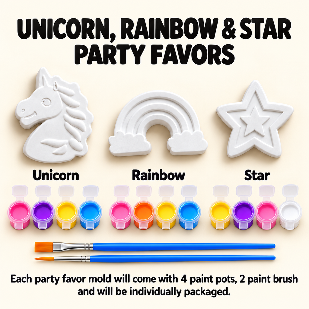 Unicorn Paint Your Own Kit, Rainbow Unicorn Party Favors, Screen Free Activity, Christmas Gift for Girls, Sensory Craft, Stocking Stuffer