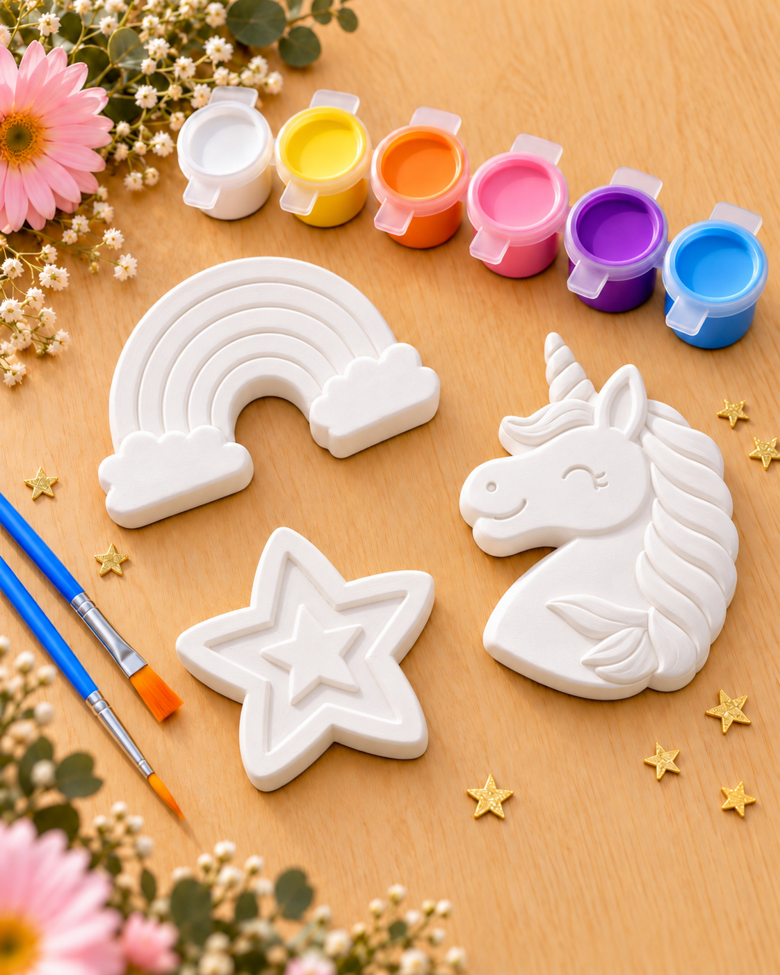 Unicorn Paint Your Own Kit, Rainbow Unicorn Party Favors, Screen Free Activity, Christmas Gift for Girls, Sensory Craft, Stocking Stuffer