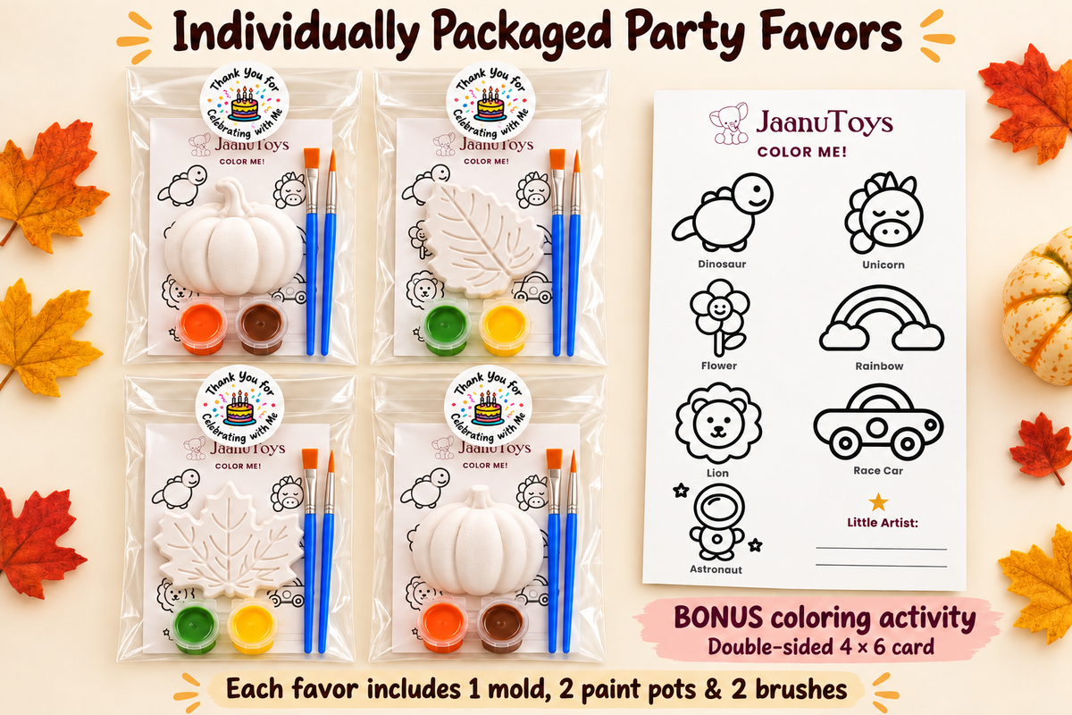 Fall Pumpkin & Leaf Painting Kit for Kids, Paint Your Own Plaster Craft, Thanksgiving Activity, Autumn Party Favor, Classroom Art Kit