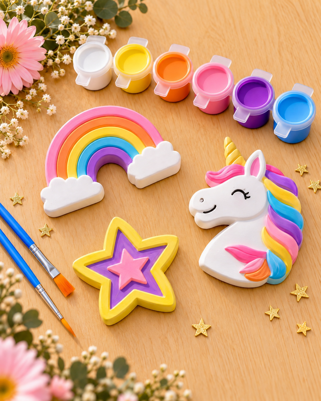 Unicorn Paint Your Own Kit, Rainbow Unicorn Party Favors, Screen Free Activity, Christmas Gift for Girls, Sensory Craft, Stocking Stuffer