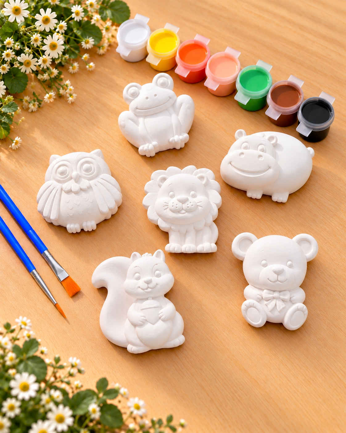 Paint Your Own Animal Plaster Kit for Kids, 6 Woodland Safari Figures, Kids Craft Kit, Birthday Party Activity, Christmas Stocking Stuffer